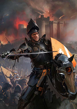 Knight on Horseback in Battle Scene