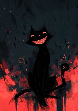 Grinning Black Cat Digital Art