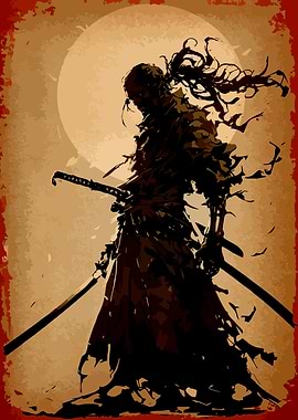 Samurai Warrior in Silhouette