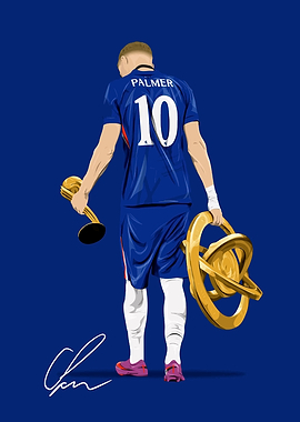 Cole Palmer Illustration with Trophies