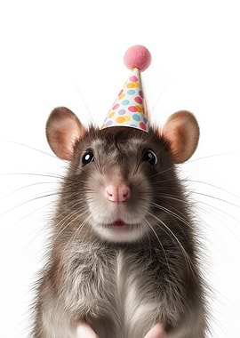 Cute Rat with Party Hat