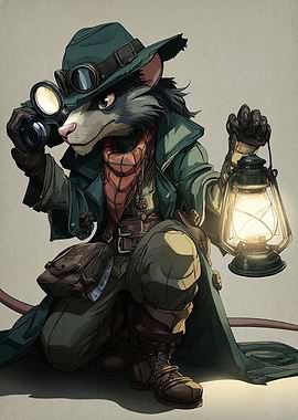 Anthropomorphic Mouse Adventurer with Lantern