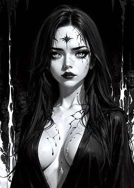 Monochrome Gothic Woman Portrait