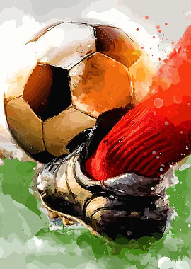 Soccer Ball Kick Watercolor Art