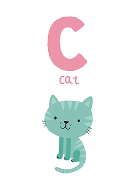 Letter C with Cat Illustration