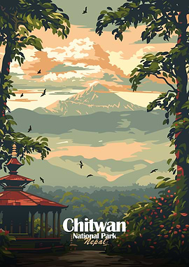 Chitwan National Park Nepal Illustration