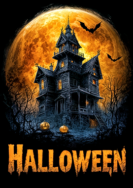 Halloween Haunted House Full Moon