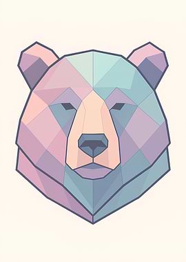 Geometric Bear Head Pastel Colors
