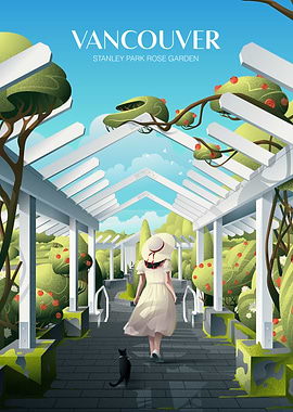 Vancouver Stanley Park Rose Garden Illustration