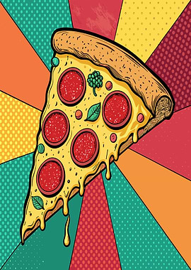 Pepperoni Pizza Slice Pop Art