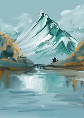 Mountain Lake Digital Painting