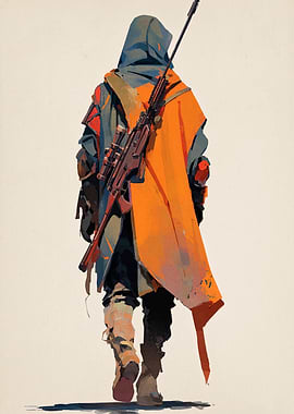 Hooded Figure with Rifle