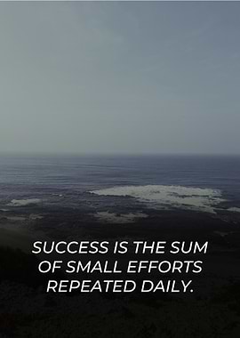 Success quote over ocean landscape