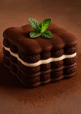 Delicious Tiramisu Dessert with Mint