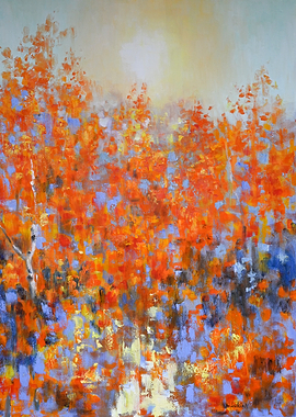 Autumnal Abstract Landscape Painting
