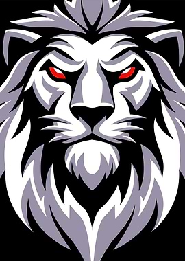 Lion Head with Red Eyes