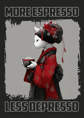 More Espresso, Less Depresso Cat Geisha