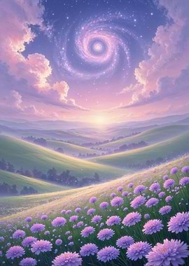 Dreamy Pastel Cosmic Landscape at Dawn