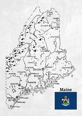 Hand Drawn Map of Maine
