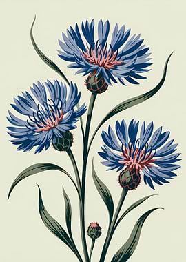 Cornflower Floral Illustration