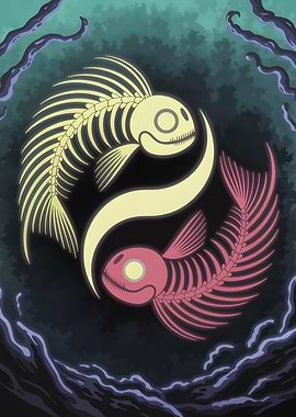 Yin Yang Fish Skeletons