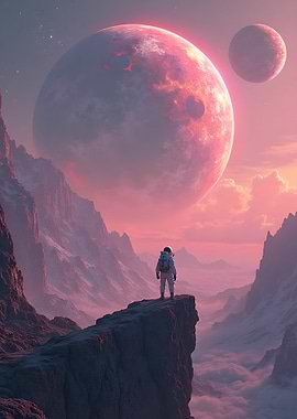 Astronaut on Alien Planet Landscape