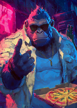 Cool Gorilla with Pizza