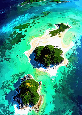 Tropical Islands Aerial View