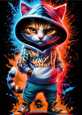 Cool Cat in Hoodie