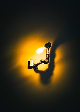 Industrial Pipe Lamp on Wall