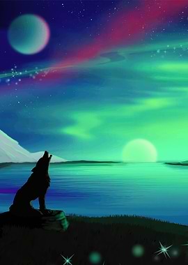 Wolf Howling at the Moon