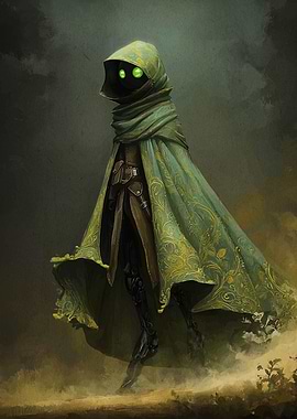 Hooded Figure with Glowing Eyes