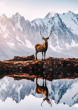 Majestic Deer Mountain Reflection