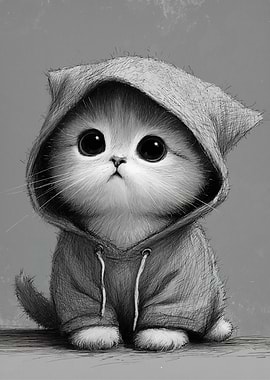 Hooded Kitten Portrait