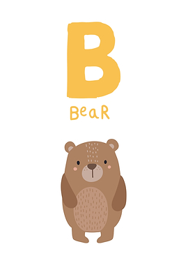 Bear with Letter B Illustration