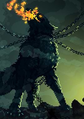 Pixel Art Fenrir - Chained