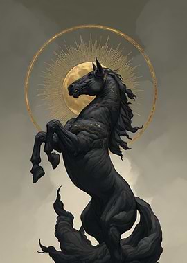 Black Horse with Golden Halo