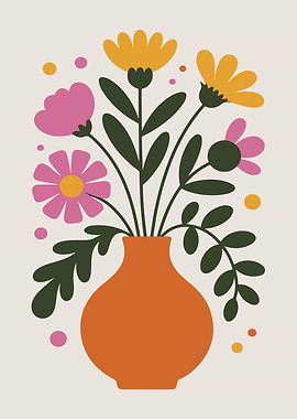 Floral Vase Still Life Illustration