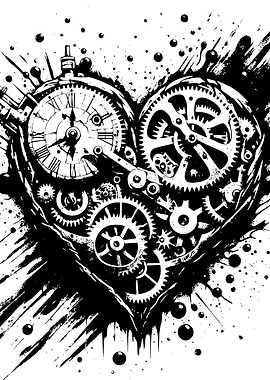 Mechanical Heart with Clockwork Gears