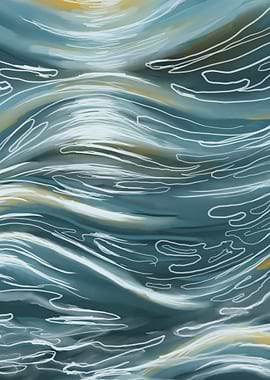 Abstract Ocean Waves Digital Art