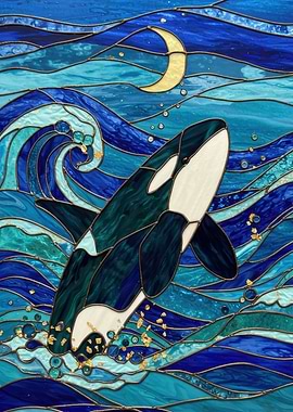 Stained Glass Orca