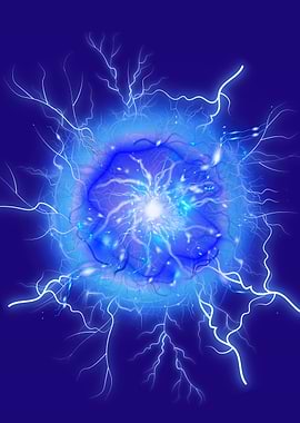 Blue Energy Ball with Lightning