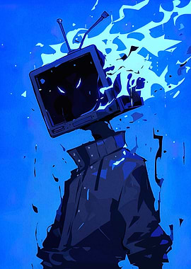 TV Head Character in Blue