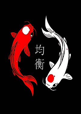 Red and White Koi Fish Balance