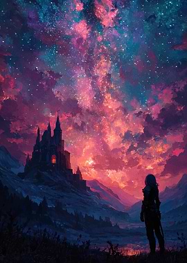 Fantasy Castle Under Starry Sky