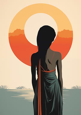 Woman at sunset Boho style