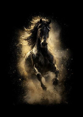 Galloping Horse with Golden Dust