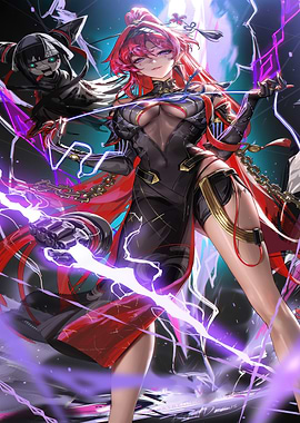 Red-haired Woman with Lightning