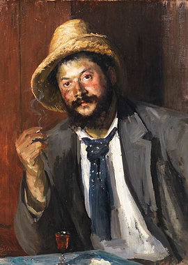 Man with Straw Hat Painting
