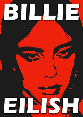Billie Eilish Red and Black Portrait